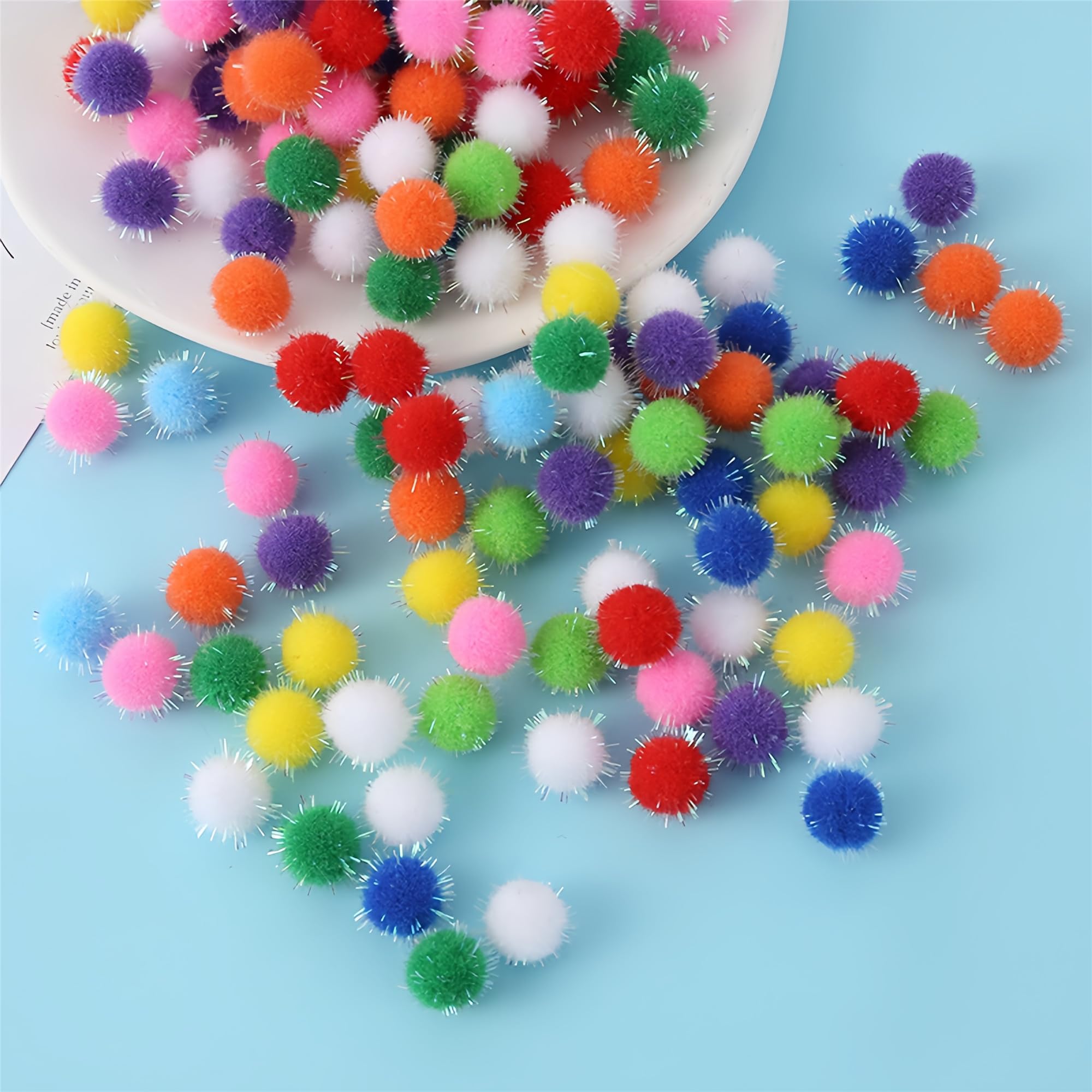 Pom-poms Ball Fluffy Craft, Brokatowe pompony, cekinowe kulki, kolorowe cekiny w kształcie kulek, pompony świąteczne, dekoracje świąteczne(600 Stück)