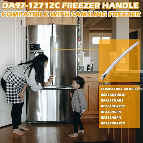 Miniatura 3 de DA97-12712C - Manija de congelador compatible con manija de puerta de congelador Samsung, reemplazo de la manija de la puerta del congelador del