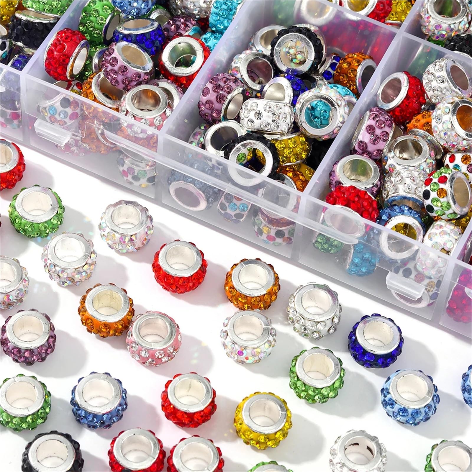 Nity z kryształu górskiego 150 szt. Rhinestone kolorowy sztuczny kryształ koraliki z dużymi otworami do tworzenia biżuterii DIY bransoletka naszyjnik Charms rękodzieło