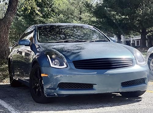 Miniatura 3 de iJDMTOY Kit de montaje de luz de marcador lateral de guardabarros delanteros LED ámbar ahumado oscuro compatible con Infiniti G35 Coupe 2003-2007,