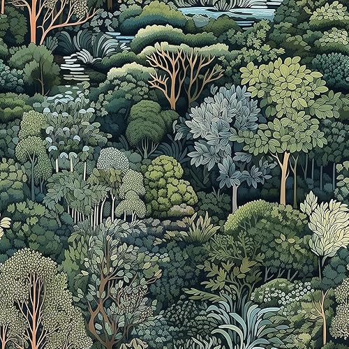 Papel tapiz autoadhesivo autoadhesivo de 18 x 236 pulgadas, árboles y ríos, papel de contacto extraíble, fácil de despegar para cocina, dormitorio,