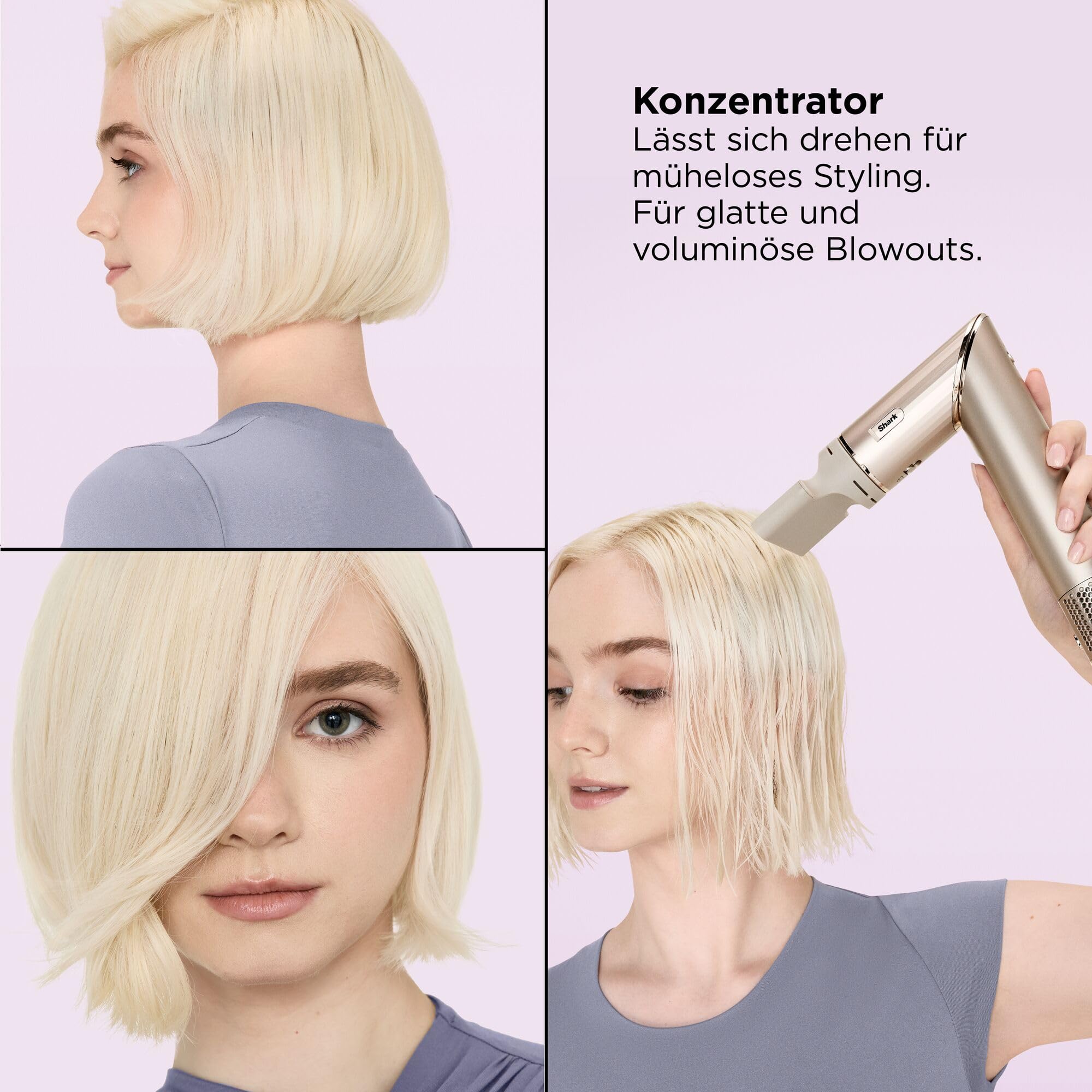 Shark FlexStyle 5-in-1 Luftstyler & Haartrockner 1400W Auto-Wrap-Lockenaufsatz Champagner HD446SLEU