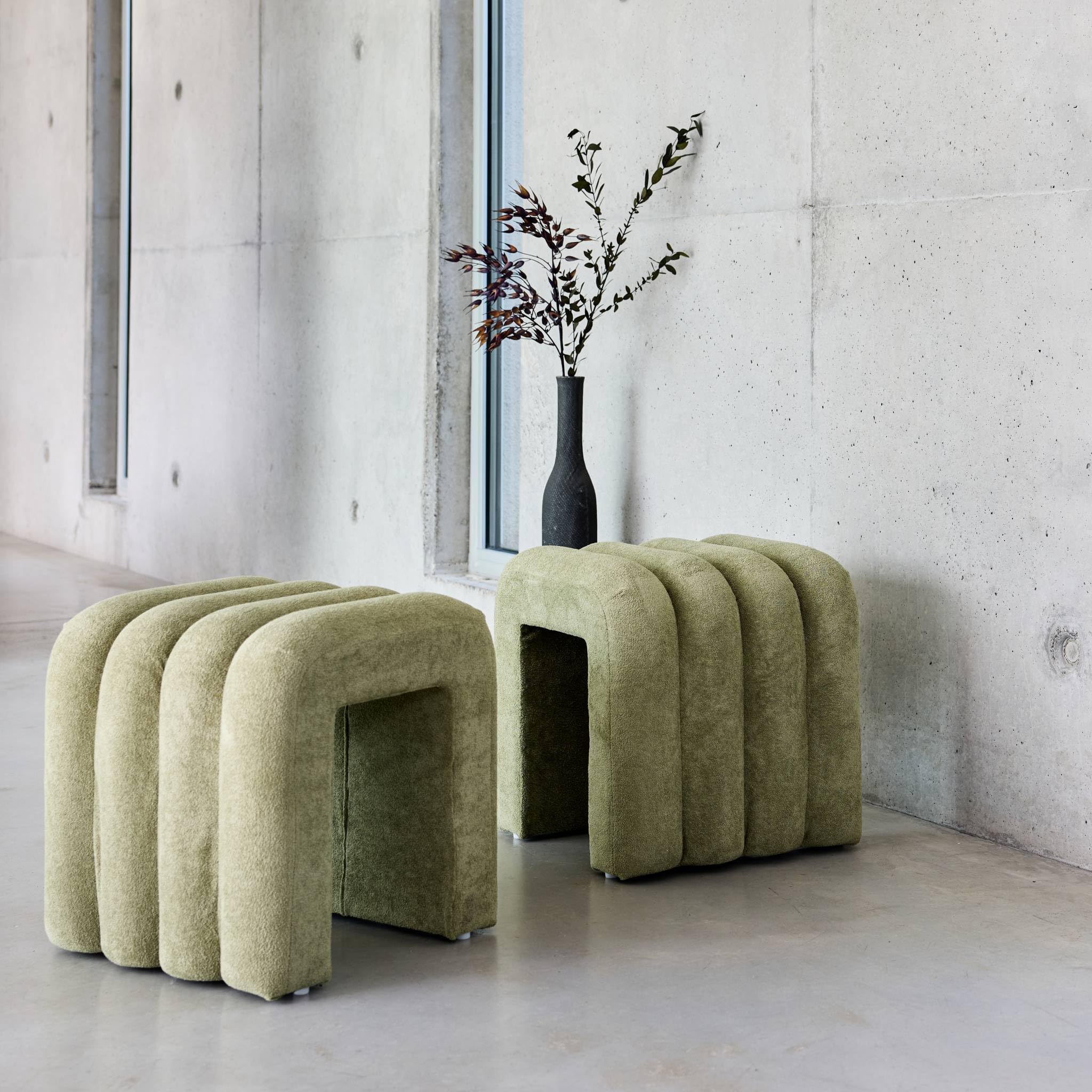 sweeek - Set de 2 poufs contemporains en Tissu vvert