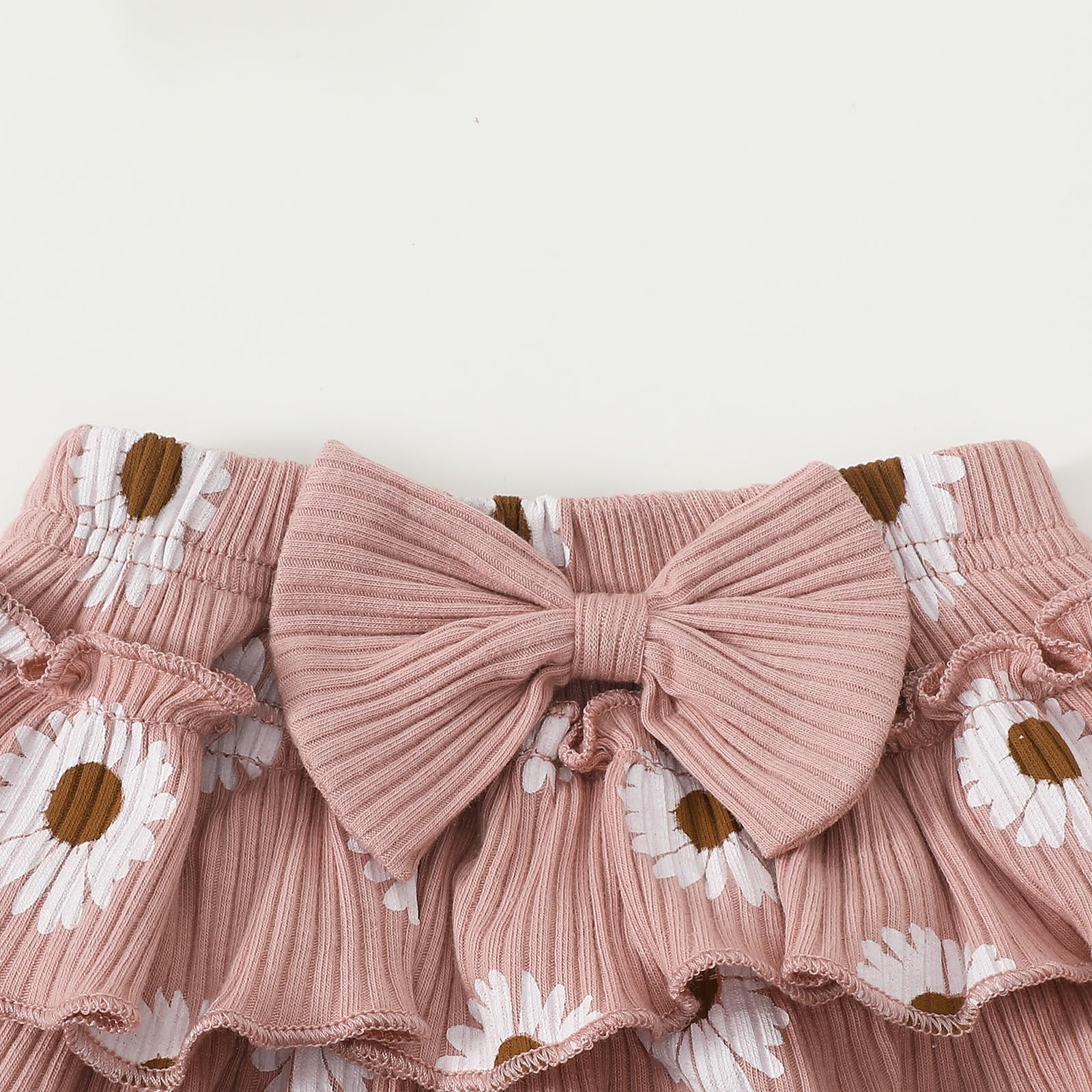 Ensemble Vêtement Bébé Fille Eté 3 Pcs Body à Manches Courtes à Volant + Jupe Short Léopard à Taille Elastique Tenues
