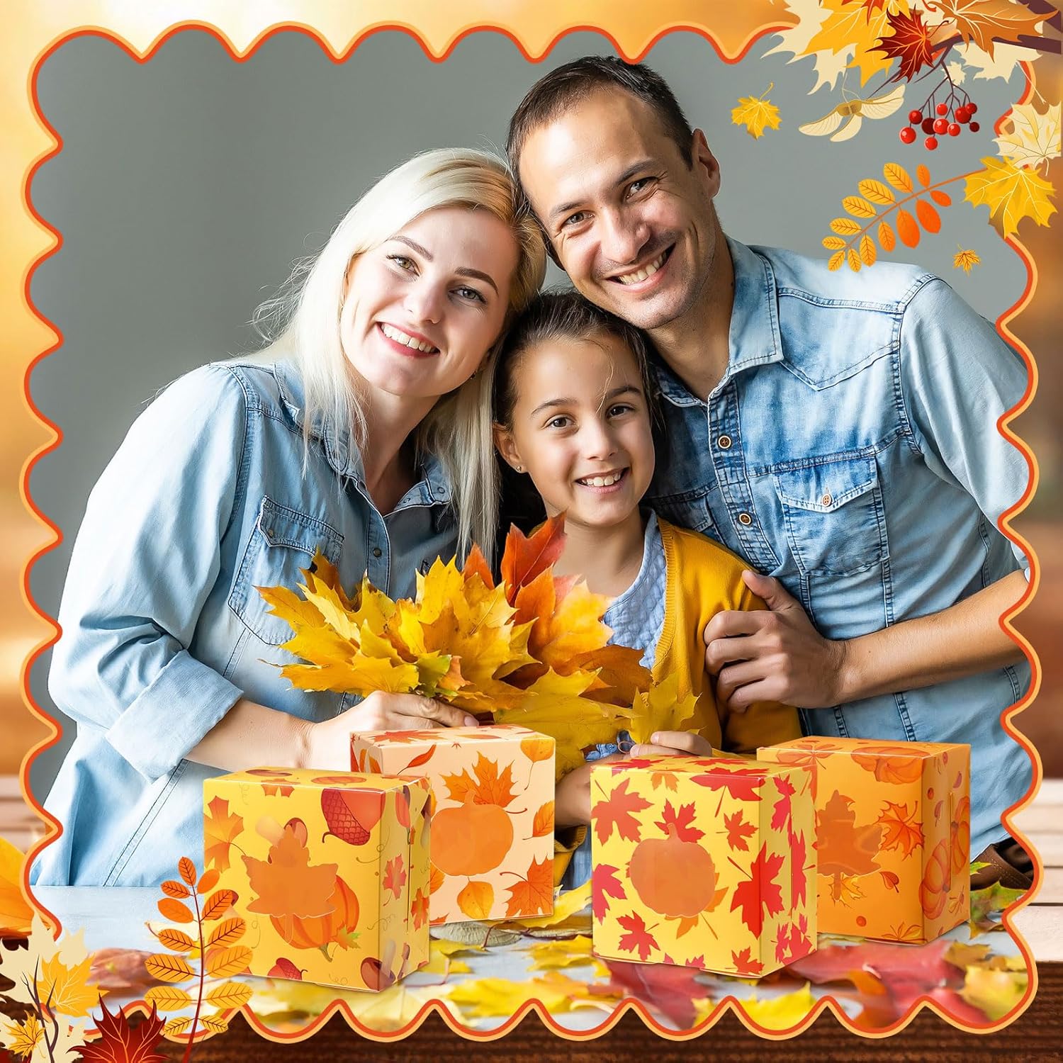 48 Pcs Thanksgiving Cookie Boxes with Window, Fall Maple Leaf Pumpkin Bakery Treat Box Paper Gift Container for Fall Harvest Party Birthday Supplies Desserts Candy Cupcake - Image 5