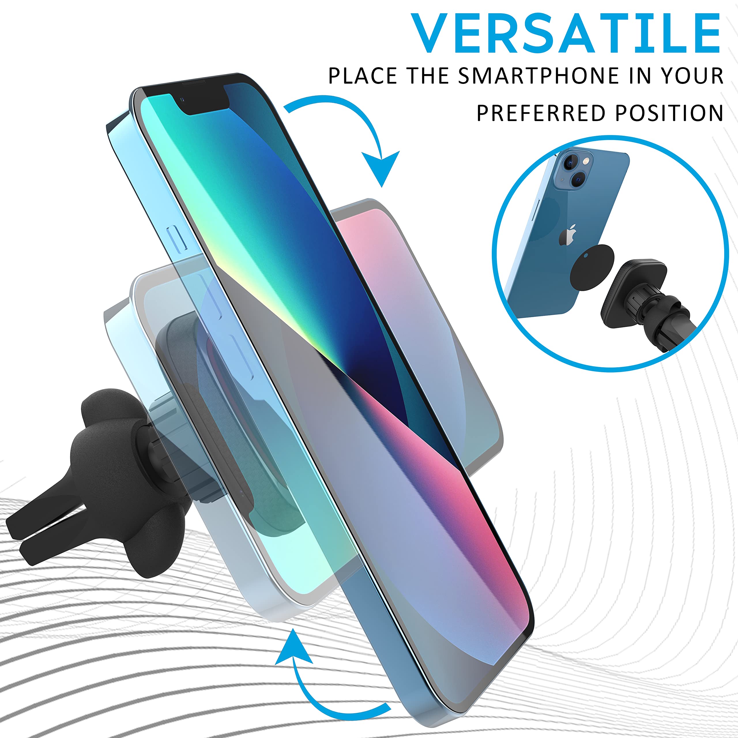 SUPPORTO MAGNETICO CALAMITA PER CELLULARE SMARTPHONE DA AUTO BOCCHETTE ARIA