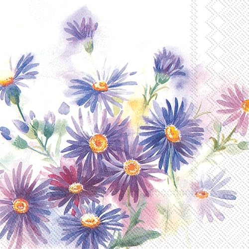 Ideal Home Range Servilletas de papel de 3 capas para bebidas y cócteles, 20 unidades, 5 x 5 pulgadas, plegadas, color azul aster