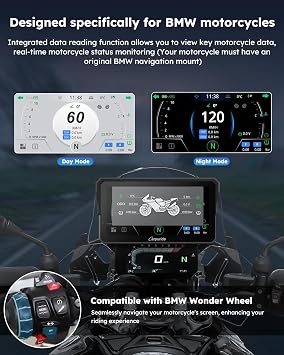 Carpuride W602BSPRO for BMW Motorcycle Carplay & Android Auto 6.25 IP67 Waterproof Car Play Moto GPS Navigation Screen with Dual Bluetooth, Data Reading, OTA, Wonder Control, TPMS, Compass, Barometer