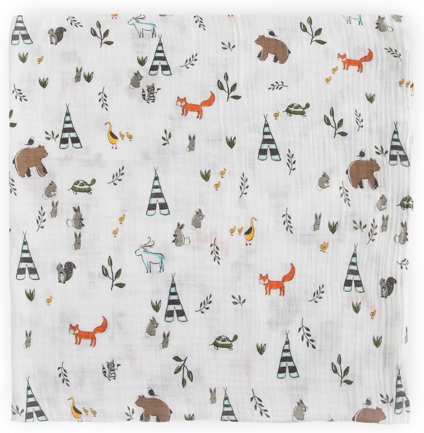 Little Unicorn Premium Cotton Swaddle Baby Blanket | Breathable Fabric | for swaddling, Play, Nursing & More (Forest Friends)