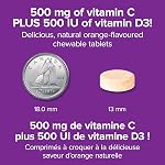 Webber Naturals Vitamin C + D Chewable Vitamin, 500 mg Vitamin C and 500 IU Vitamin D per Orange Flavoured Chewable Tablet, 200 Tablets, Supports Immune Health