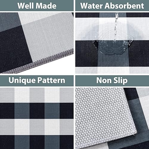 Miniatura 45 de Carvapet Juego de 2 alfombras antideslizantes de cocina TPR antideslizante para puerta de baño, diseño de cocina marrón