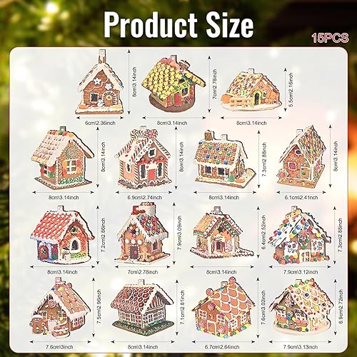 Miniatura 2 de 15 piezas de decoración navideña de madera para casa de campo, decoración de árbol de Navidad, decoración de árbol de Navidad para colgar