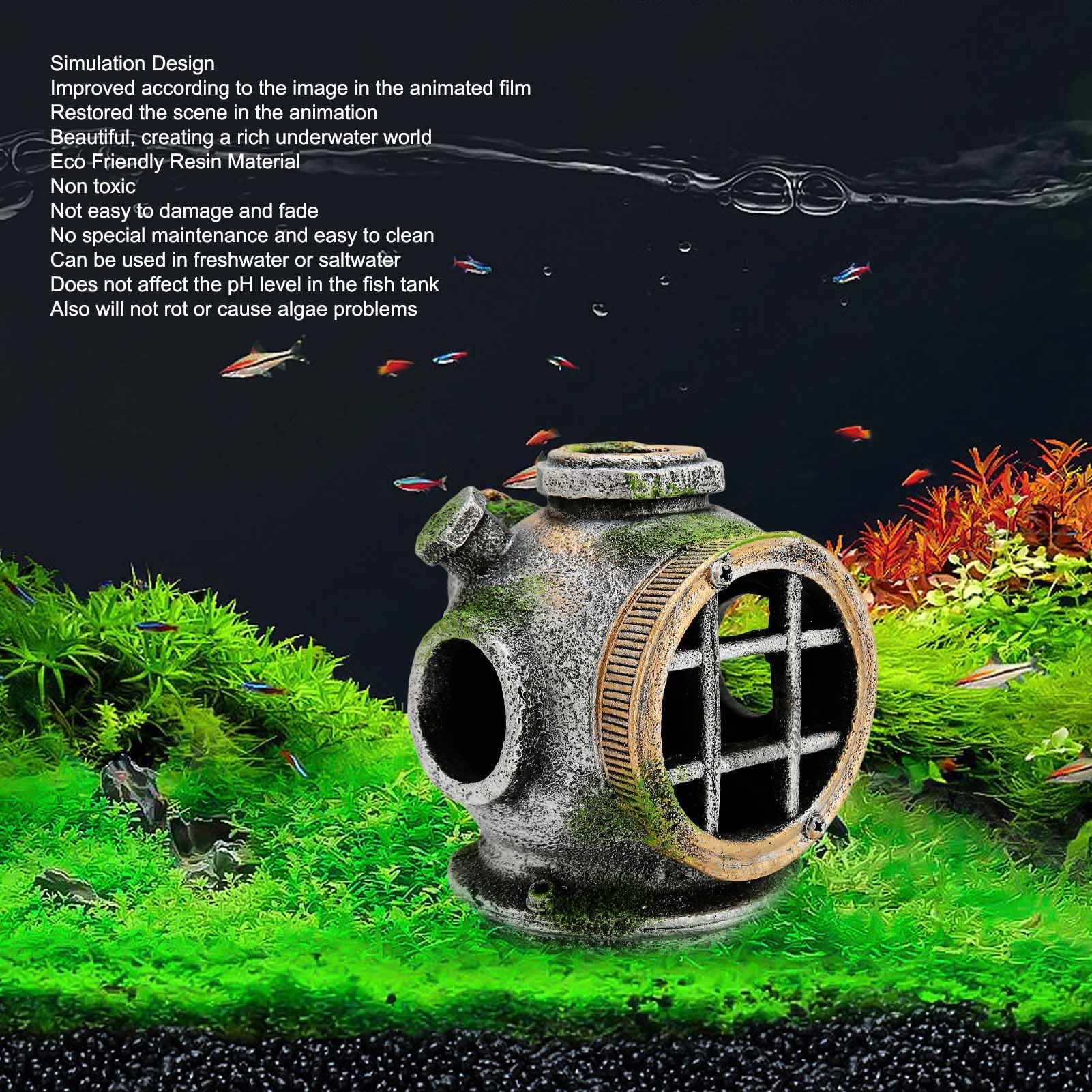 Amazon.co.jp: 水族館の沈んだ潜水艦のヘルメット装飾、水族館の