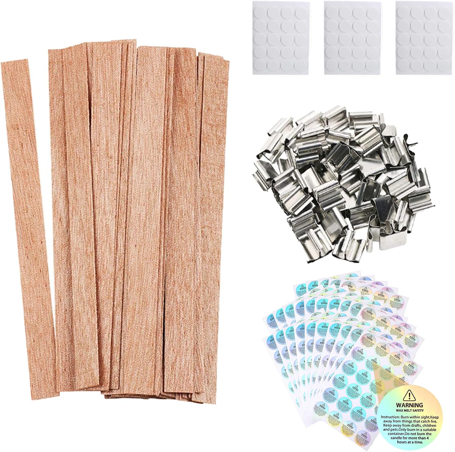 50 Mechas de Madera para Velas con Base Metálica