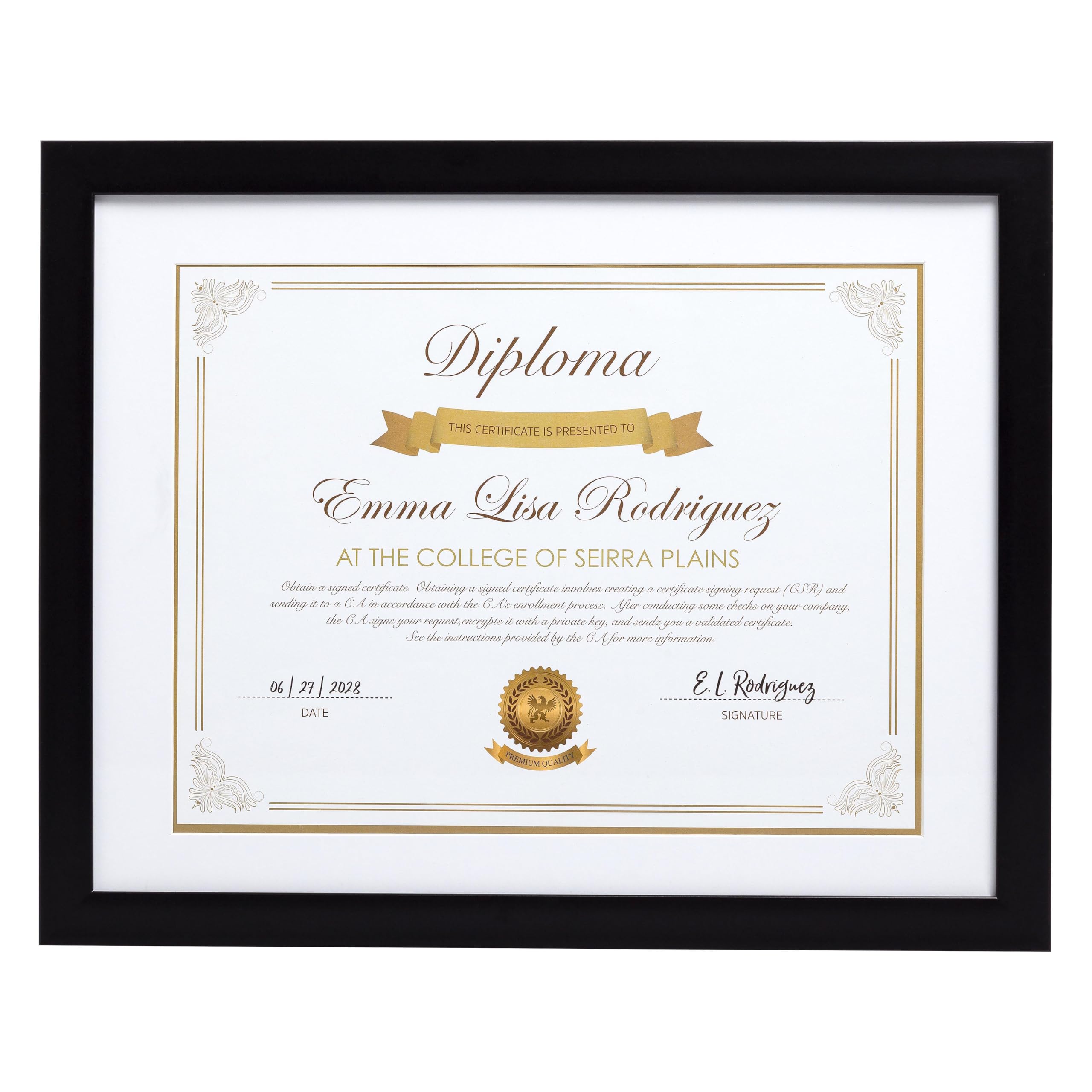Kate & Milo Diploma Frame, Classic Certificate Frame, Black and White