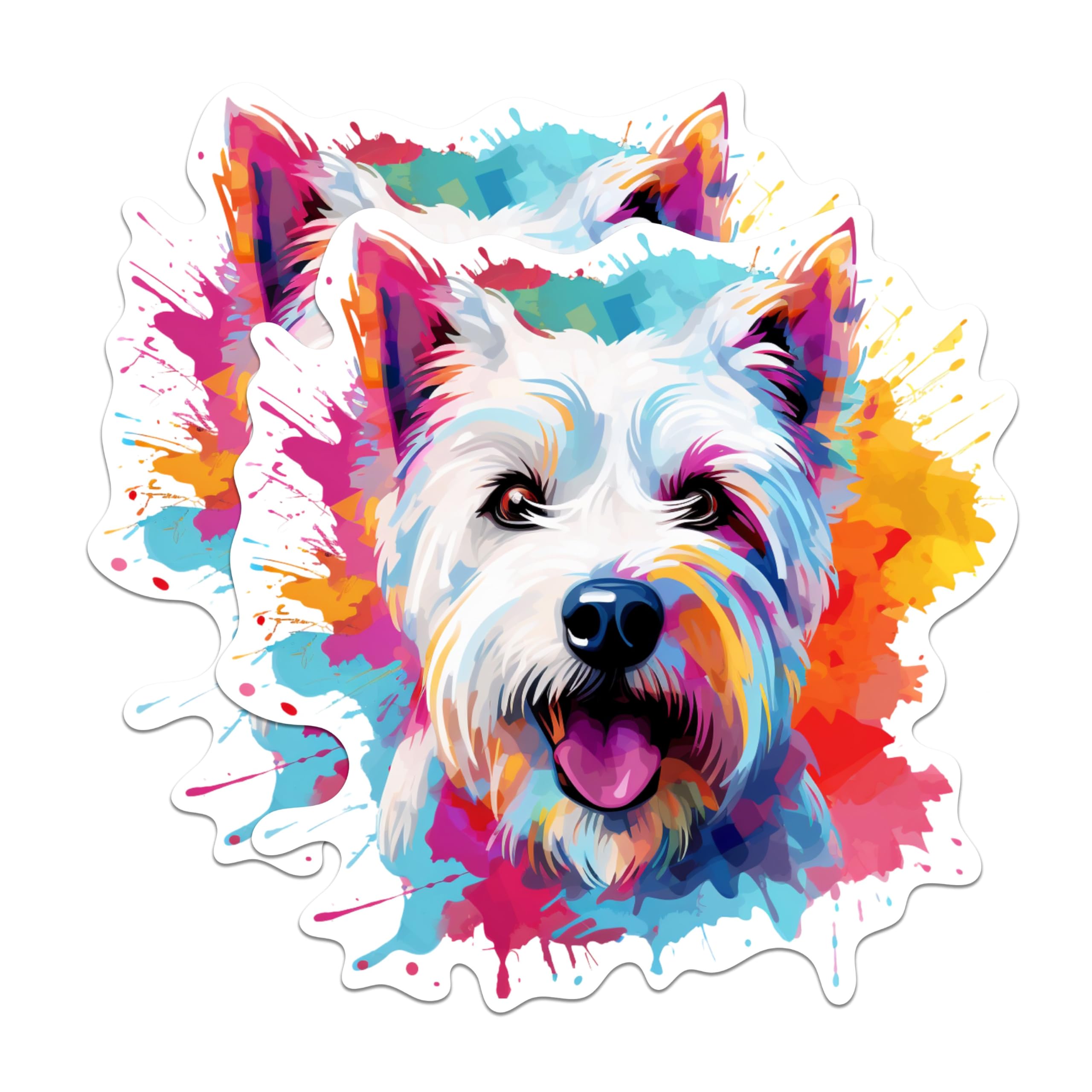 (2 Pack) West Highland White Terrier Dog Breed Stickers- 5 Inches On Longest Side - Choose from Over 100 Dog Breeds - for Cars, Trucks, Skateboards, Laptops - Made in USA - BMCS1980