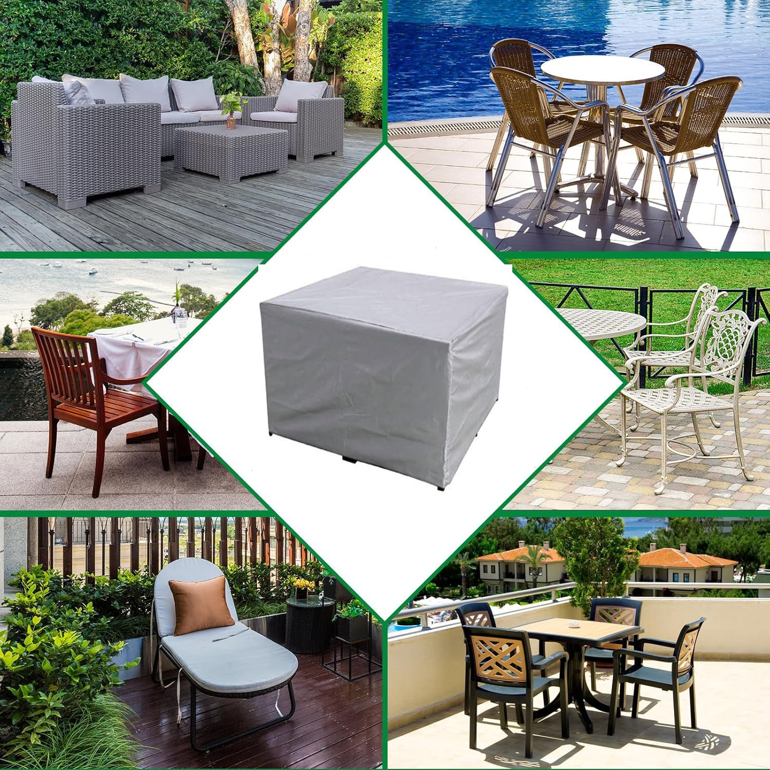 Coperture per Mobili da Giardino,Panno 420D Oxford Impermeabile Copertura,Tavoli e Sedie da Cortile Raggi UV,Quadrato Resistente Allo Strappo Copertura Tavolo/nero230x80x80cm/LxWxH
