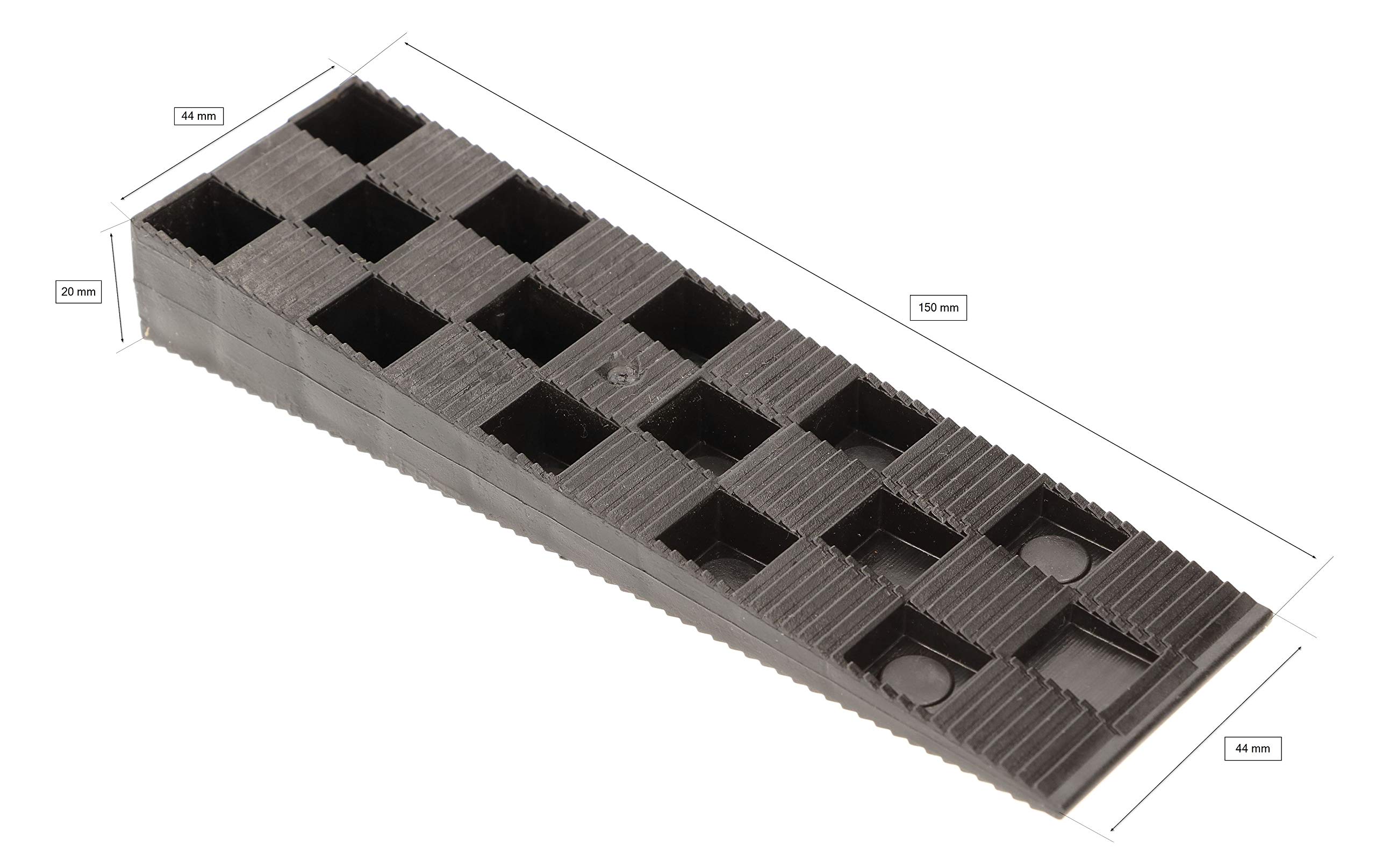KOTARBAU® Zestaw 25 klinów montażowych z tworzywa sztucznego 150 x 44 x 20 mm do okien, drzwi, ościeżnic drzwiowych, ram okiennych, kolor czarny