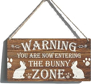 Easter Bunny Decor Sign Rabbit Decor Wooden Bunny Rabbit Door Sign Bunny Decorations For Home Bunny Wall Art Bunnies Decor Rabbit Gifts For Bunny Lovers Warning You Are Now Entering The Bunny Zone Sign