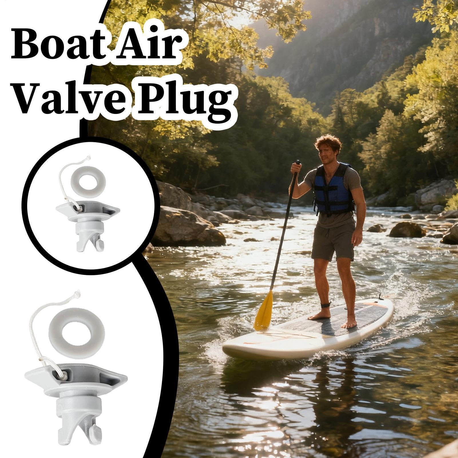 Genérico Tapón Válvula Aire Bote - Compatible 8 Agujeros | Cierre Espiral Giratorio de Alta Presión | para Kayak Tabla Paddle Surf Río Playa, Cubierta para Embarcaciones Inflables, PVC Resistente