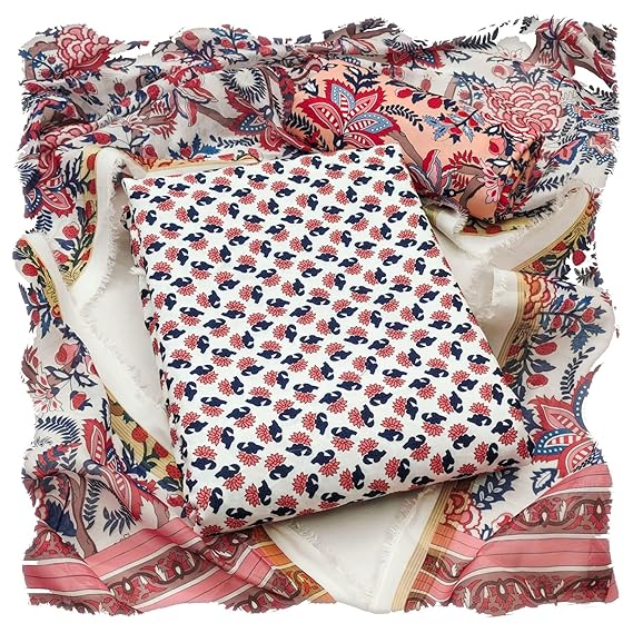Women's Poly Rayon Solid Printed Unstitched Salwar Suit Material, Top 3 Mtr Stylish Chiffon Dupatta C-SET-FABRIC07