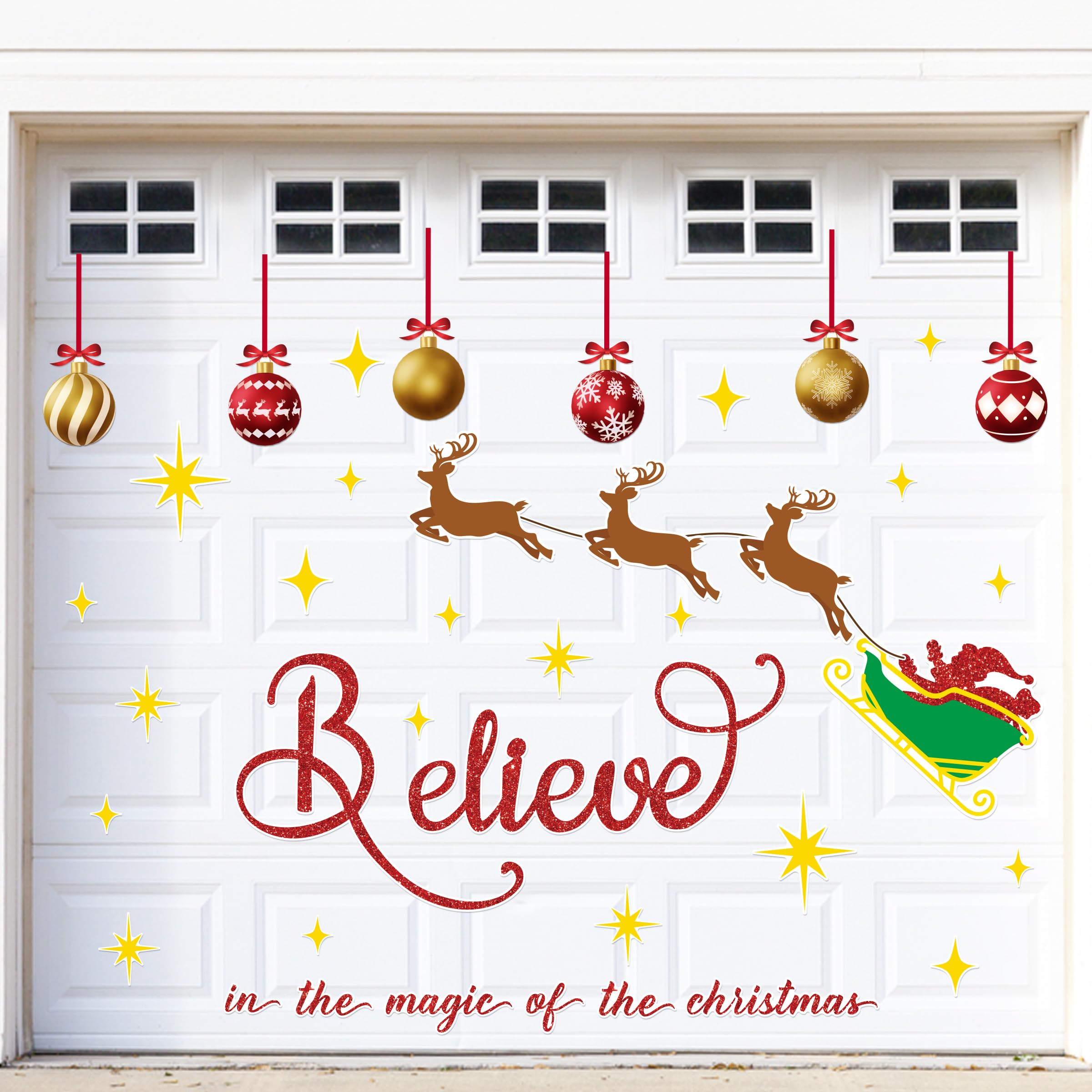 90shine Christmas Garage Door Decorations Magnets, Believe