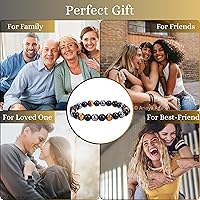 Vista 298 de Pulsera de turmalina negra, pulsera de cristal curativo natural para mujeres y hombres, pulsera de cuentas redondas de 0.315 in para espiritual