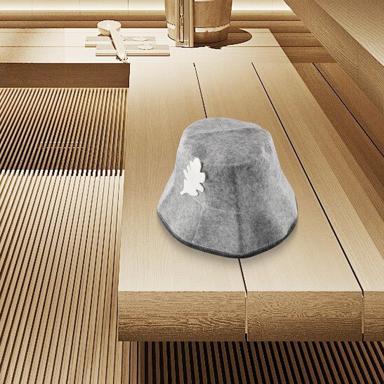 Gorro de sauna unisex de fieltro de pescador con aislamiento y absorción de agua, adecuado para baño, casa y sauna (gris)