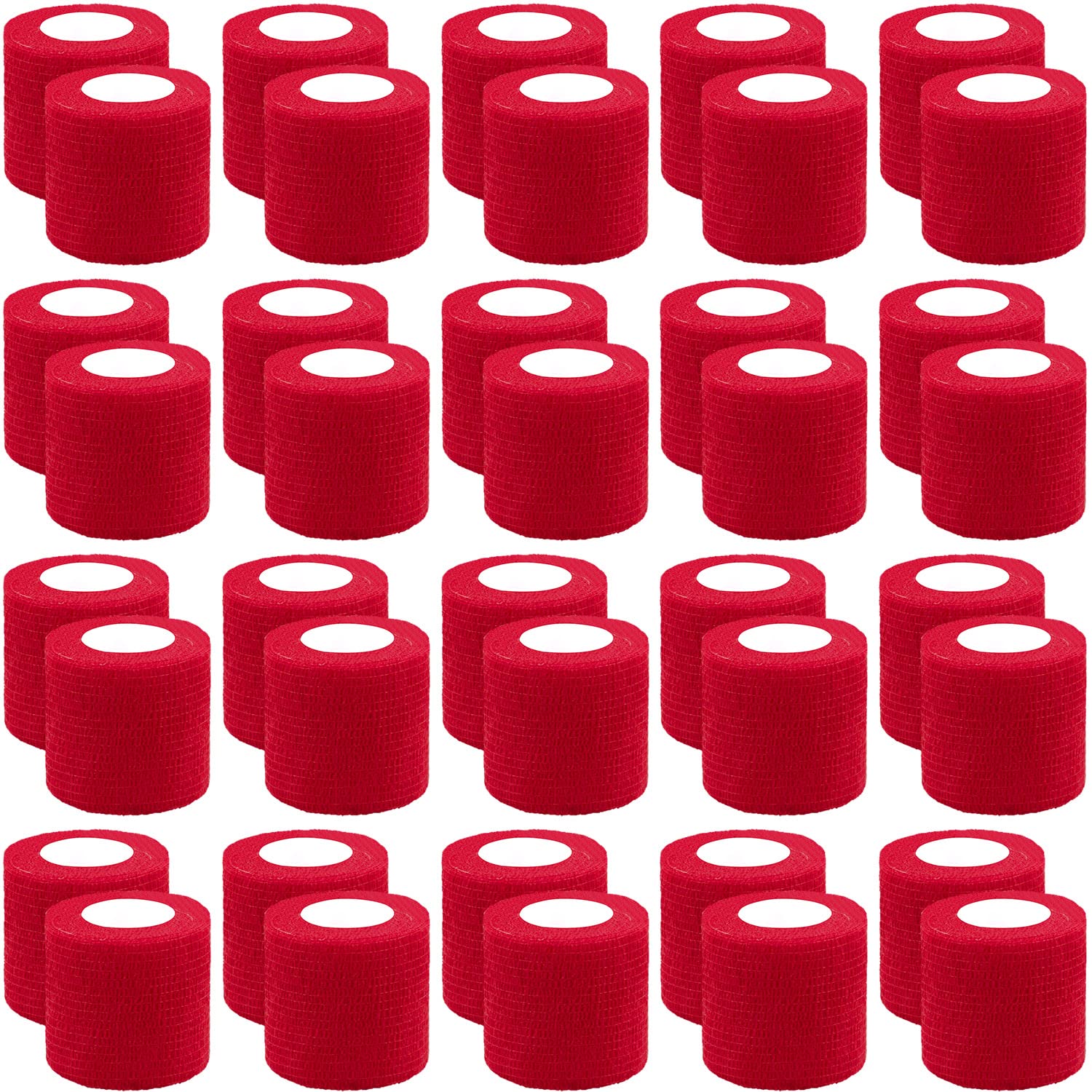 BQTQ 40 Rolls Self Adhesive Bandage 2 Inch Red Self Adherent Stretch Bandage Self Stick Athletic Wrap Tape Wound Wrap for Wrist Ankle Swelling Sprains