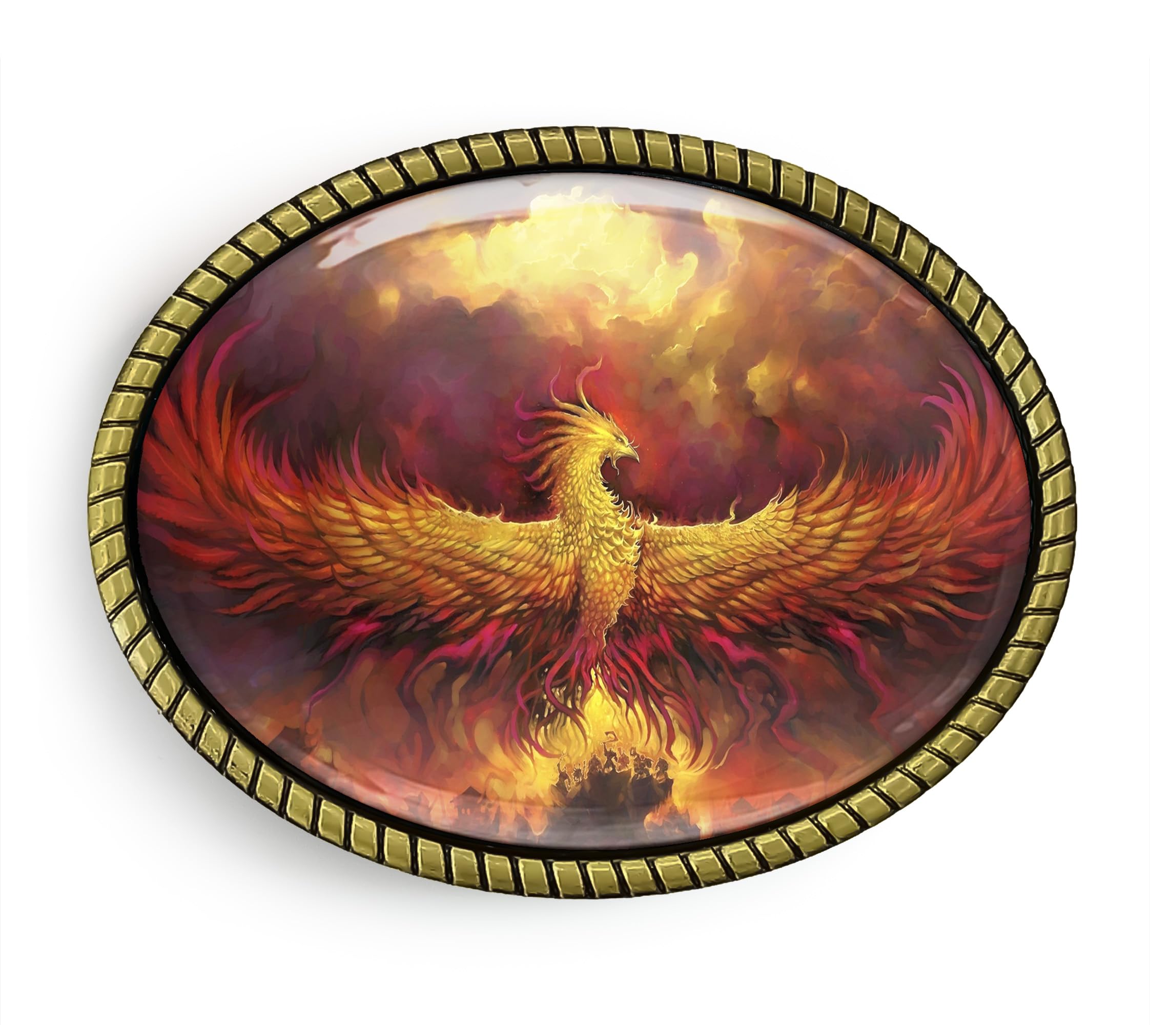 Phoenix Rising Belt Buckle - Strength Courage Gold Brass Belt Buckle