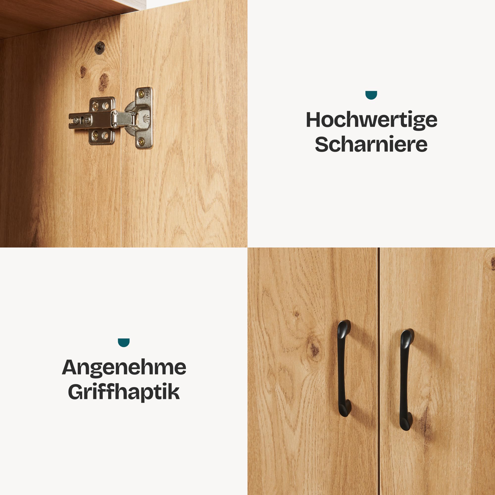 [en.casa] Mehrzweckschrank 60 cm breit Chalvefted Badezimmerschrank schmal 2 Türen Aufbewahrungsschrank Hochschrank Küchenschrank Vorratsschrank Flur Haushaltsschrank 175 x 60 x 35 cm Eicheoptik