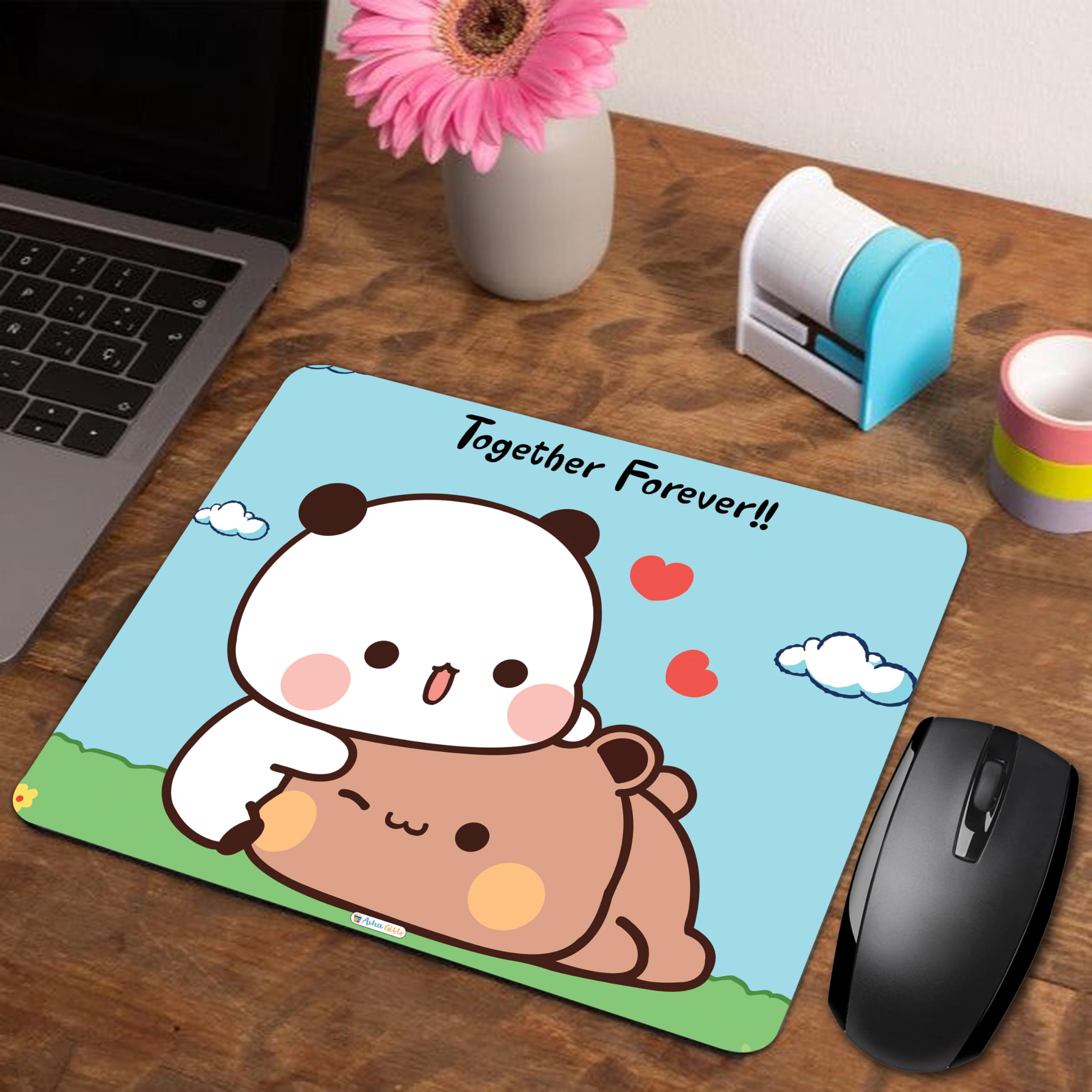 Designer Gaming Mouse Pad for Office Laptop/Computer with Super Soft Non-Slip Rubber Base and Lycra Cloth Surface for Silky Touch Rectangle Mix Bubu Dudu Theme at -2-image-35
