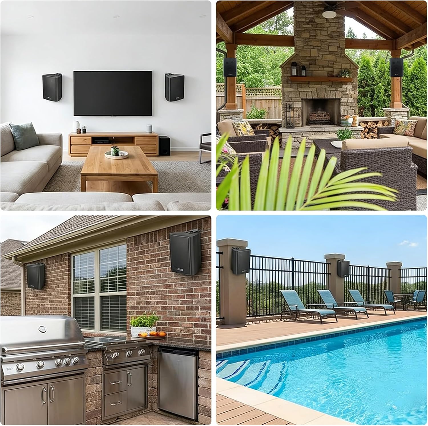 STUDIOFINIX 6.5 Inch 400W Indoor/Outdoor Bluetooth 5.1 Waterproof Wall-Mounted Speakers, Wireless Multi-Speaker Sync with IR Remote, for Patio, Garage, Home, Backyard(601BLE,Black,Pair)