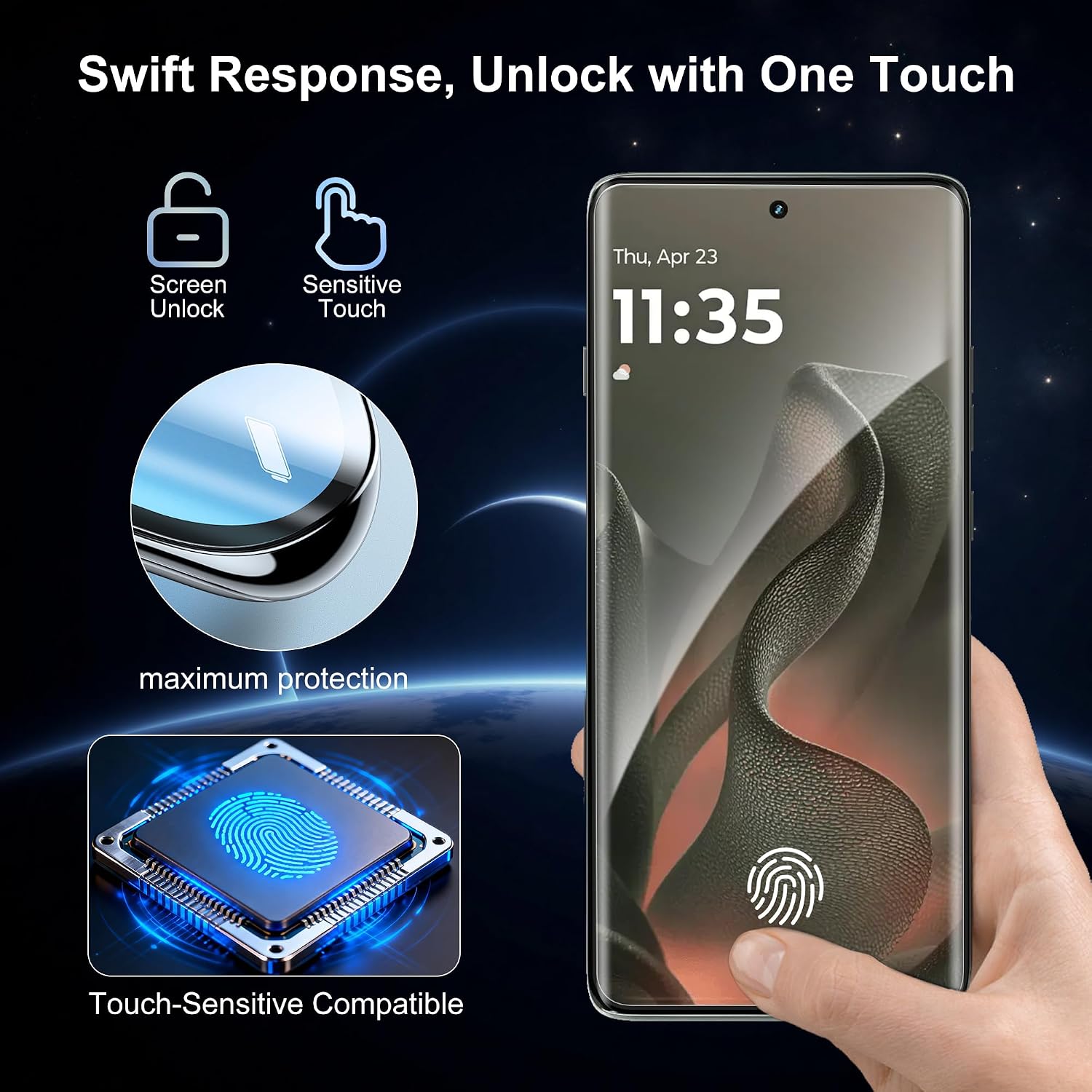 2+2 Pack for Motorola Edge 2025 Screen Protector and Camera Protectors, Fingerprint Support, Case Friendly, Bubble-Free, Anti-Scratch, 9H Hardness Clear Glass Screen Protector for Edge 2025