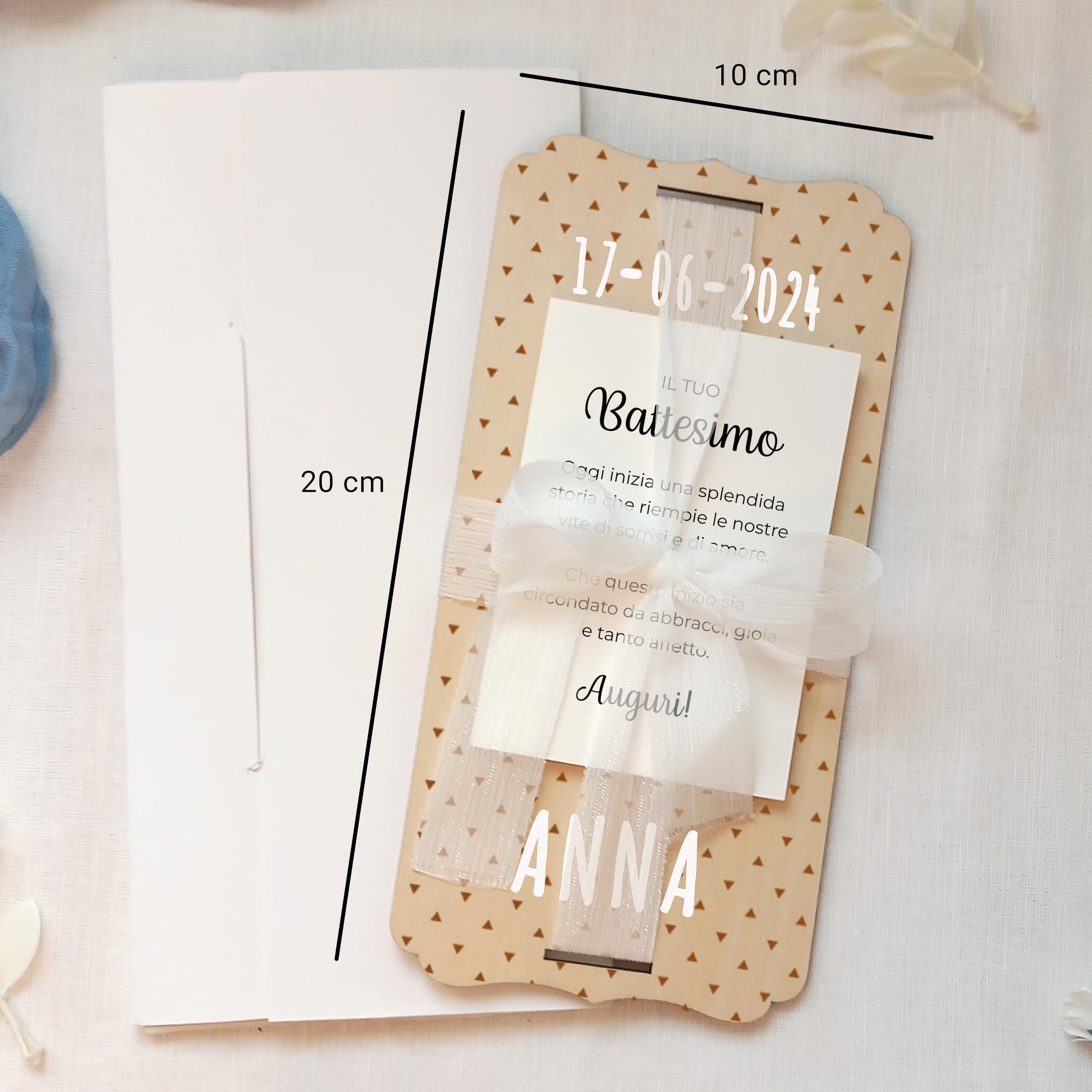 Battesimo carta personalizzata in legno nagu® regalo bambino fiocco busta supporto lettere foto