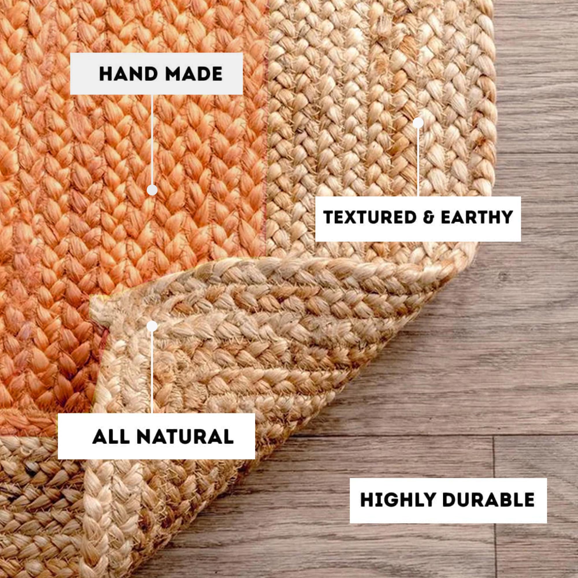 Habere India-All the Cultures Fabricating India Runner for Bedroom | Carpet & Rugs for Living Room | Centre Table Carpet | Jute Floor Mat (Yellow, 5 x 8 ft, Rectangular) 3