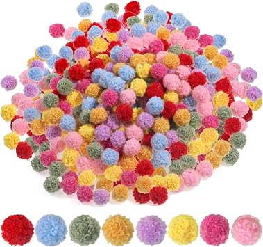 200 Pieces Pom Pom Yarn 1.5cm/0.59 Inch Soft Puff Balls Mini Pom Poms Balls for Craft Colorful Craft Pompoms for Crafts Decorations Arts Supplies Making