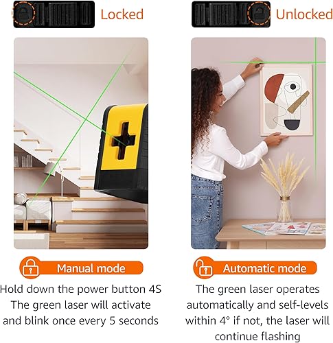 Miniatura 3 de Tienda Basics Nivel láser de clase II horizontalvertical y de línea cruzada, 59 pies708 pulgadas, amarillonegro