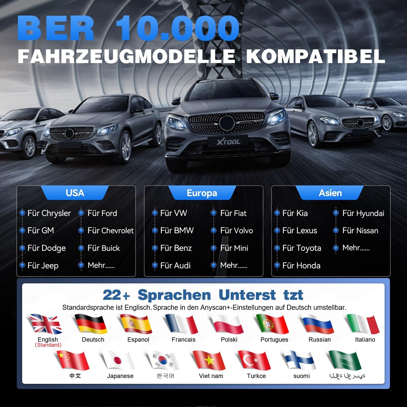 XTOOL A30D OBD2 Diagnosegerät Bluetooth, Bidirektionales Diagnosegerät Auto, Vollsystem, KI-Assistent, 19+ Funktionen, Öl ABS EPB DPF SAS, 8-PID Live-Daten, Lebenslange Update für iOS Android, CAN FD