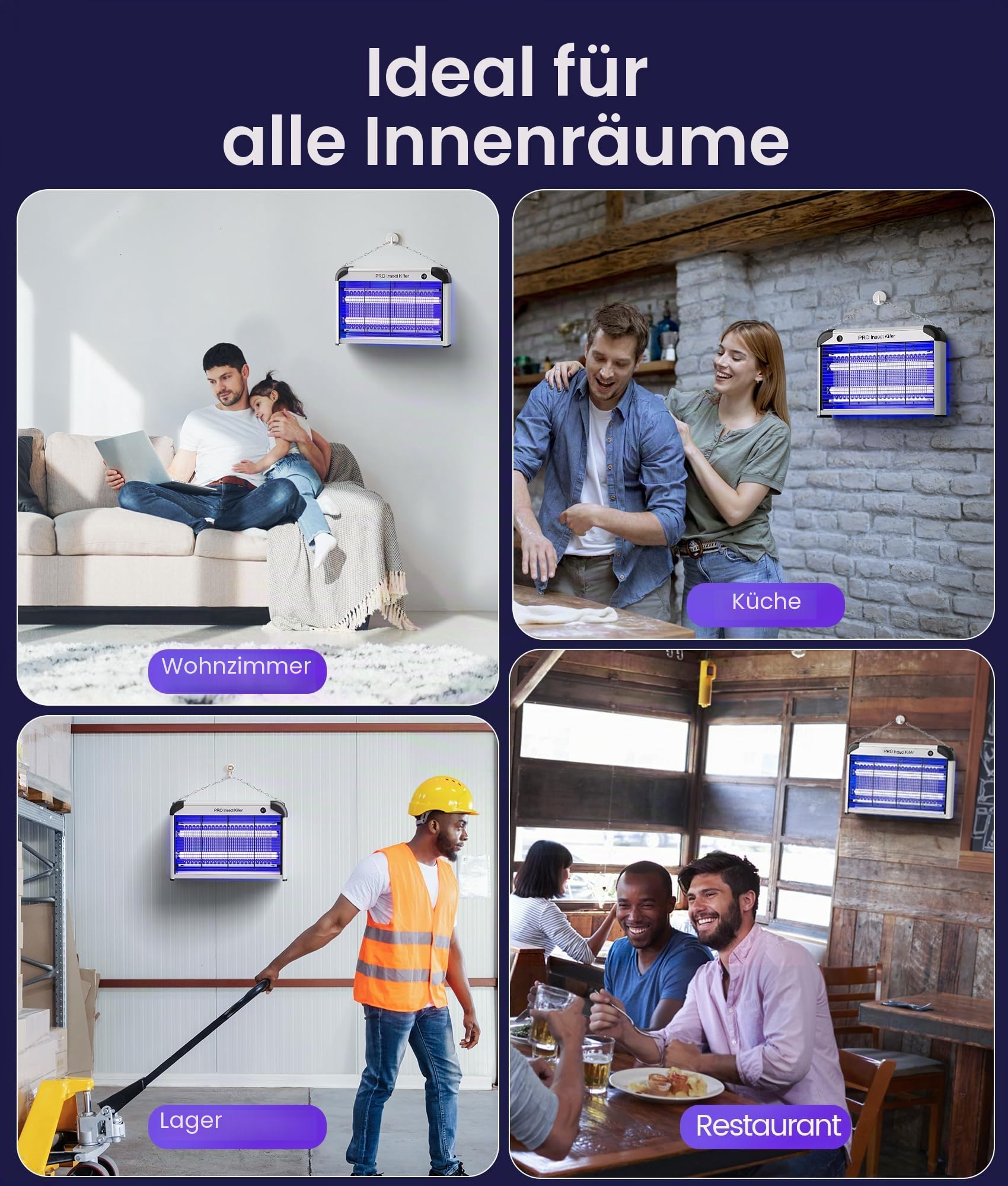 Spectracide 2400V Wirksam Insekten UV Licht Lampe, UV Insektenvernichter Elektrisch Innen, 20W Leistungsstark Hängende Fliegenfalle Fliegenfänger Küche Wohnzimmer Restaurant Bauernhöfe