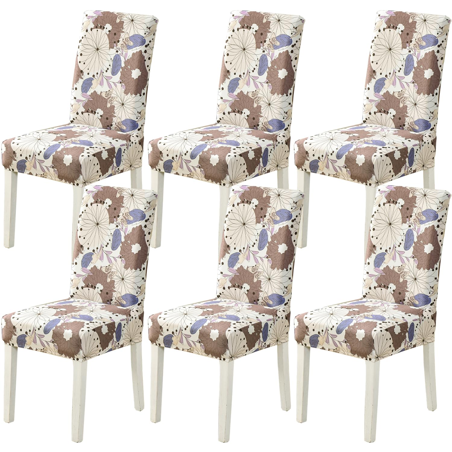 HZDHCLH Chair Covers Slipcovers 4/6 PCs Stretch Removable Washable Short Dining Chair Protector Cover Seat for Hotel,Dining Room,Ceremony (butterfly flowers,6 PCS)
