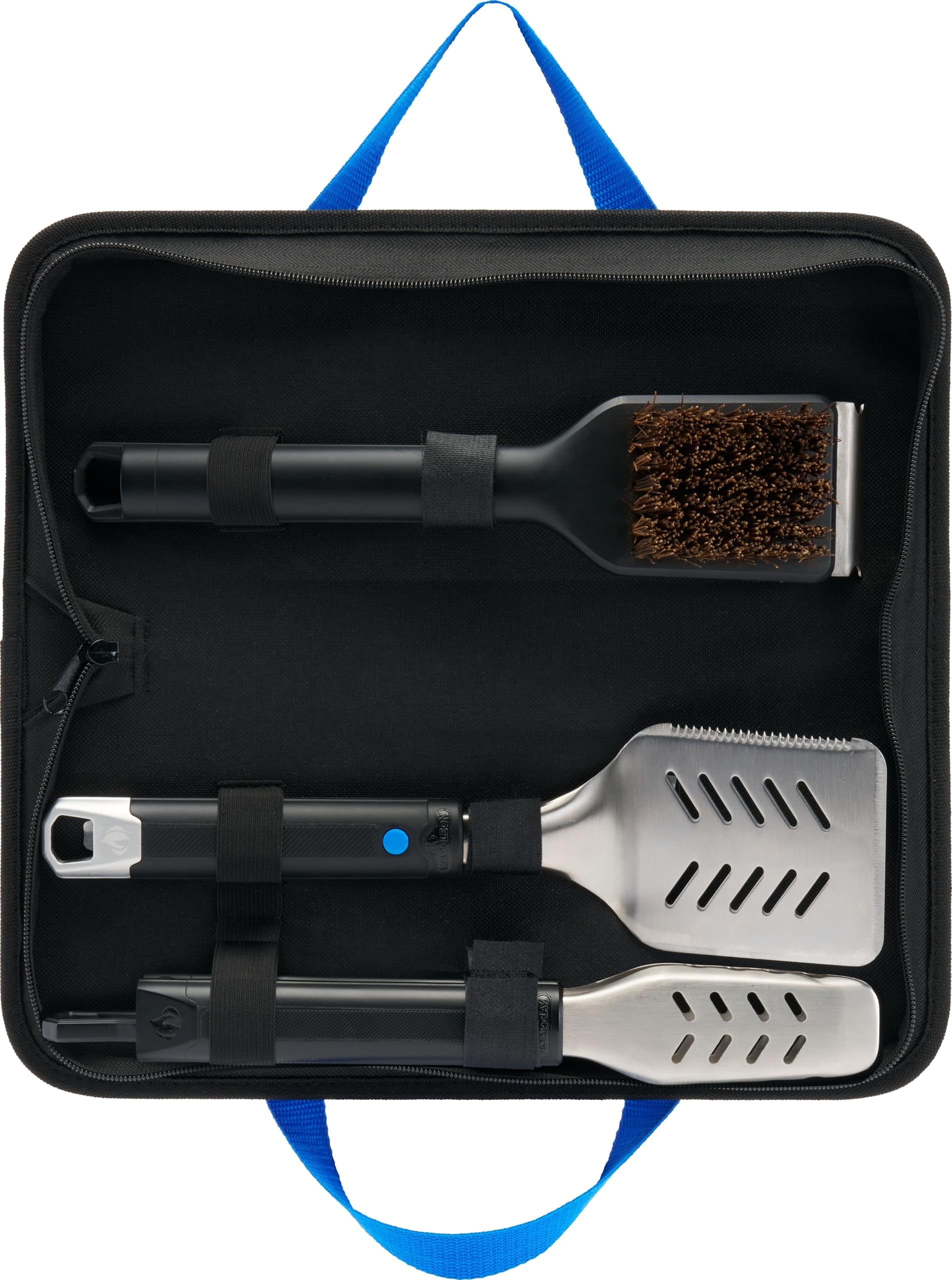 Napoleon® Accessoire de Barbecue – 3 pièces – Ensemble d'outils de Voyage Comprenant Un étui de Transport, des Pinces, Une spatule, Une Brosse à Grill, des Outils Extensibles/Pliables, Une Brosse