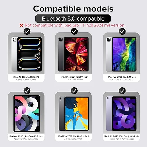 Miniatura 2 de mobee Teclado magnético inteligente para iPad Pro 2022 de 11 pulgadas iPad Pro de 11 pulgadas 4 y 3 y 2 generación cubierta de teclado delgada