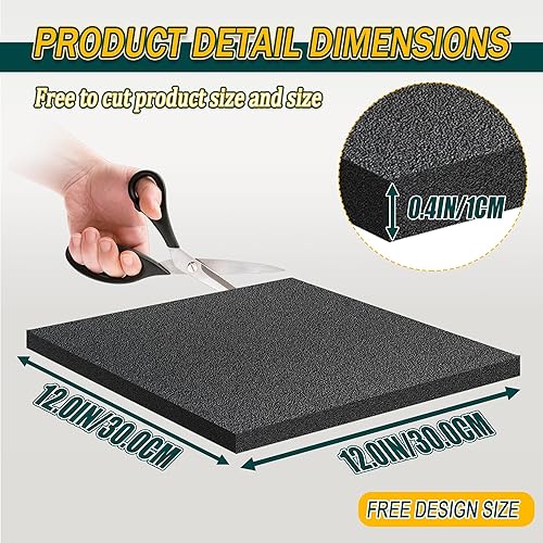 Miniatura 2 de Almohadillas de espuma de poliuretano para embalar hojas de espuma, insertos de amortiguación de alta densidad cortables negros para embalar