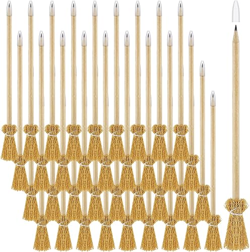 Clabby Lápiz de escoba de bruja de Halloween, 36 piezas de escoba de bruja de Halloween, accesorios elegantes para recuerdos de fiesta y suministros