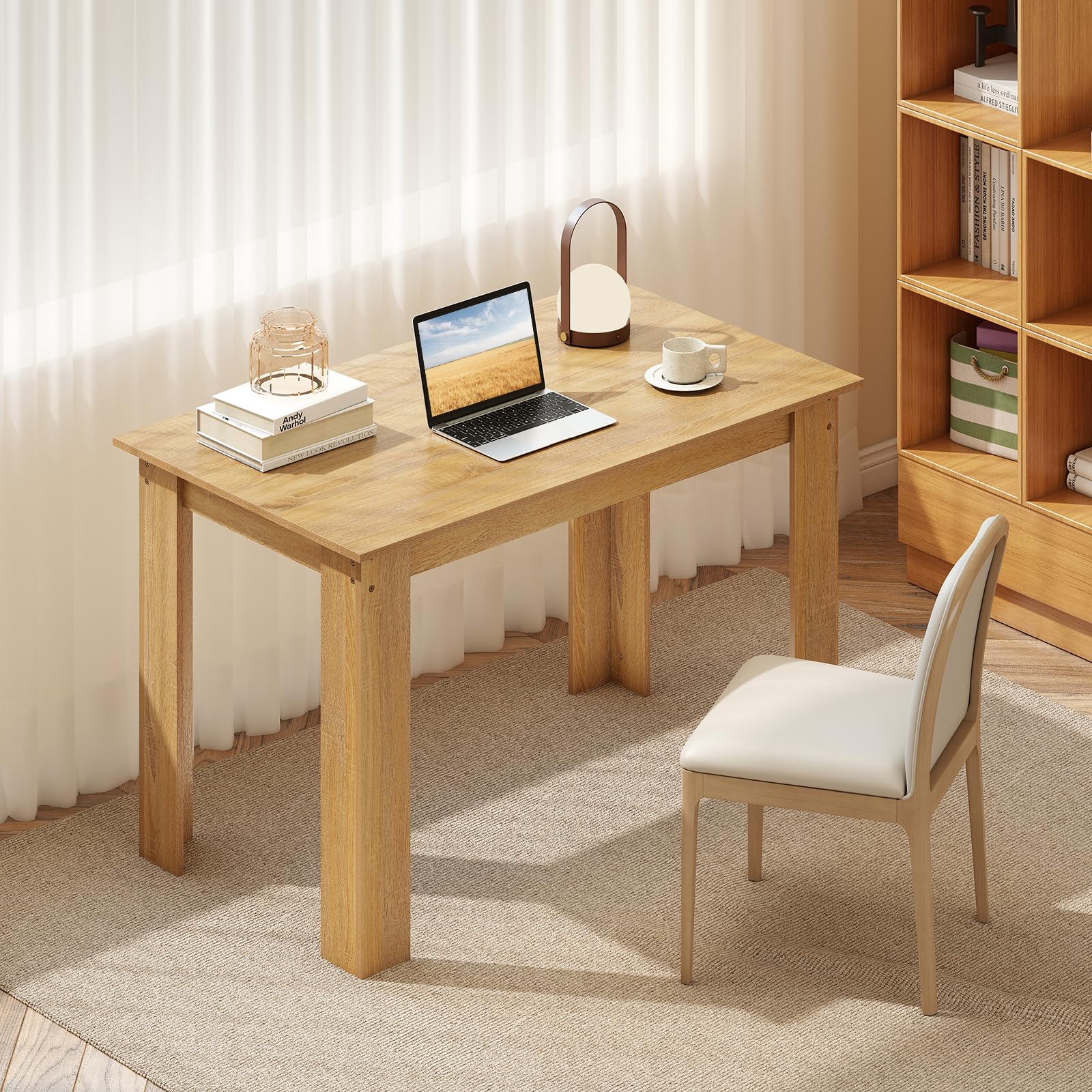 COSTWAY Tavolo da Pranzo 120 cm per 4-6 Persone, Tavolo Rettangolare in Legno in Stile Rustico, Tavolino Elegante per Cucina, Soggiorno e Sala da Pranzo, 120 x 70 x 75 cm