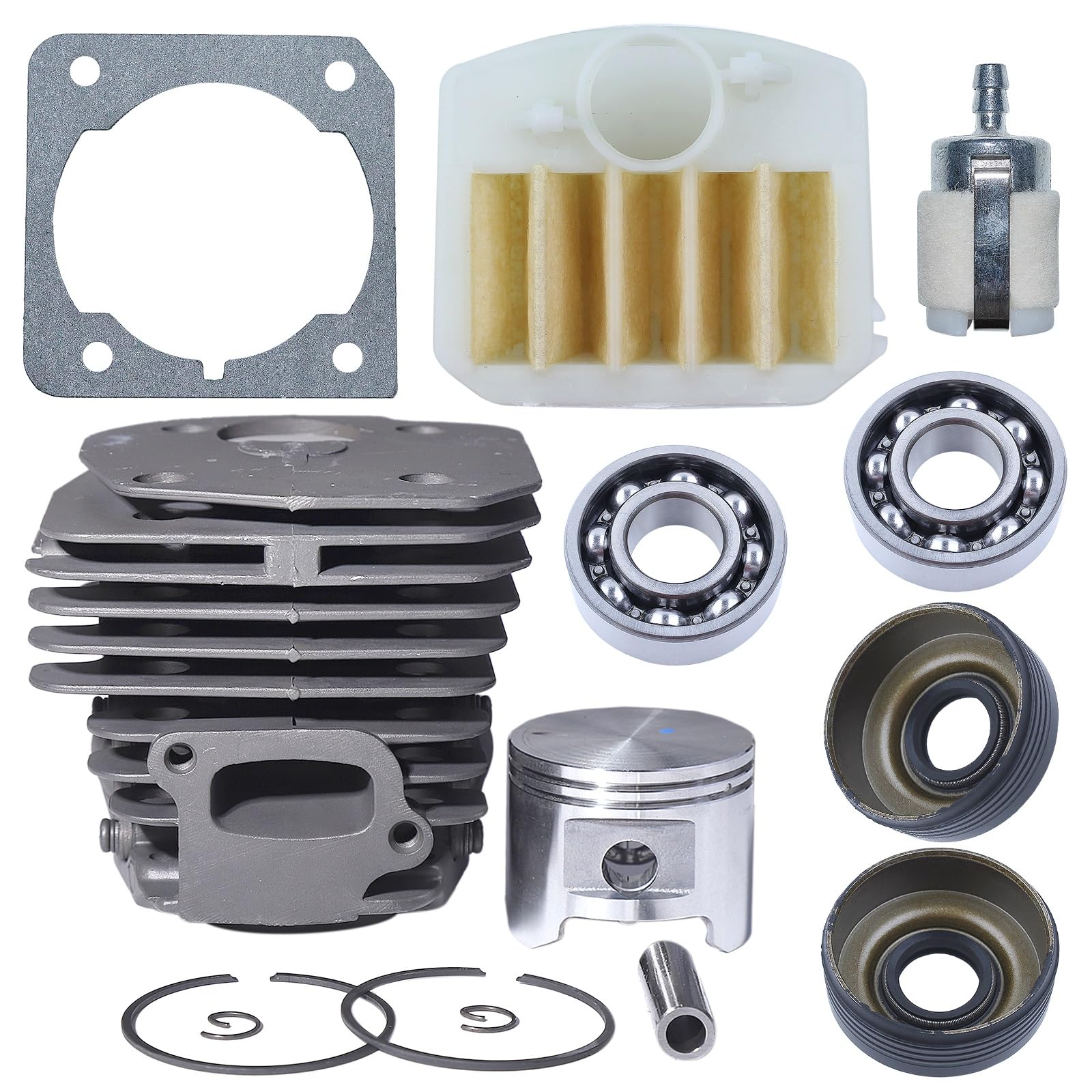 Piezas de Herramientas Kit de Filtro de Aire de pistón de Cilindro de 45mm for Motosierra Husqvarna 353 346XP 350 537253002 cojinete de Sello de Aceite Motosierra Gasolina