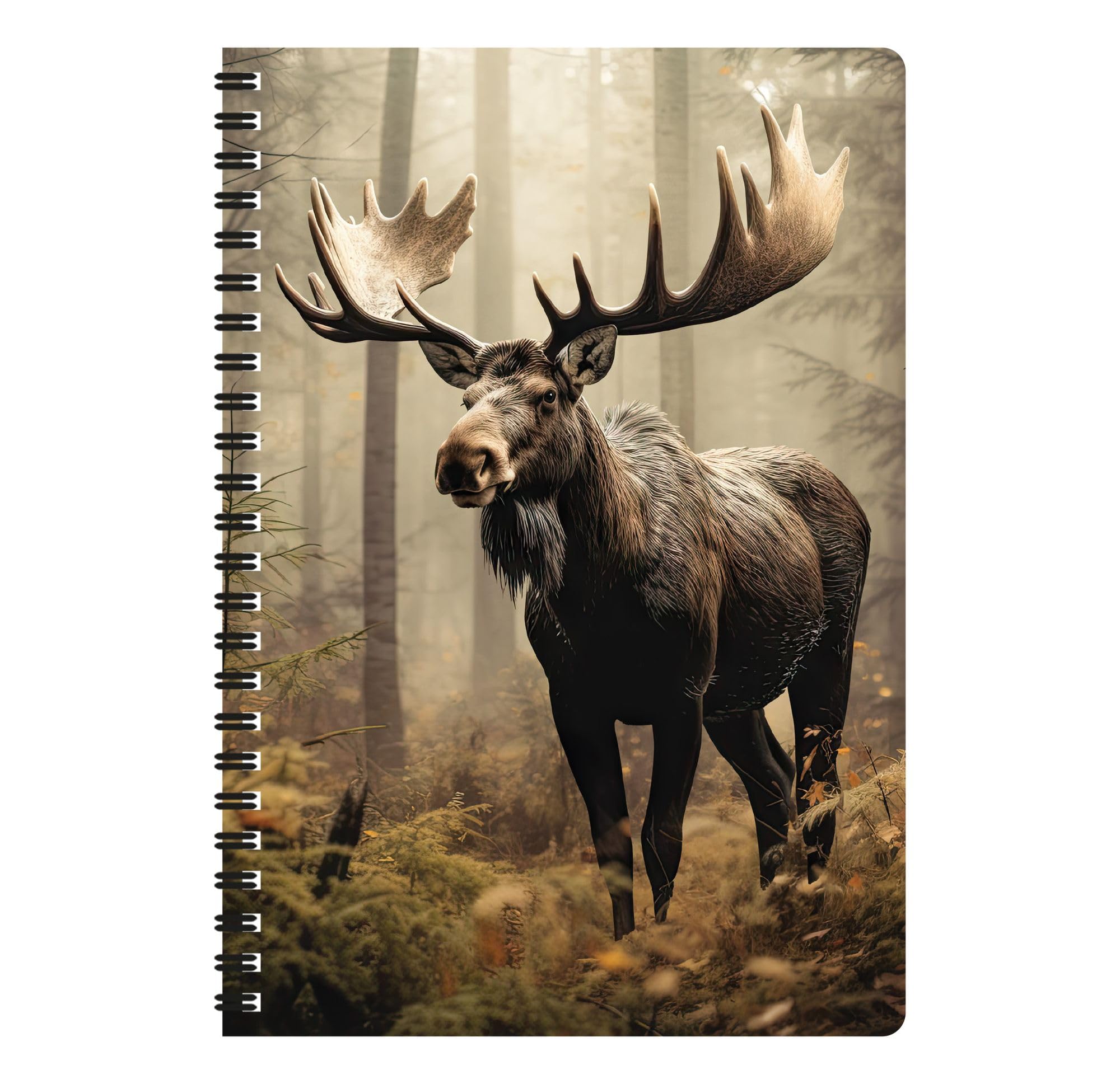 3D LiveLife A5 Notebook - Moose Dawn from Deluxebase. Spiral Bound Lined Notebook with 80 Recycled Pages, 3D Moose Art Notebooks for Work, Gifts and School Supplies, (21 x 14.5 cm). — image 1