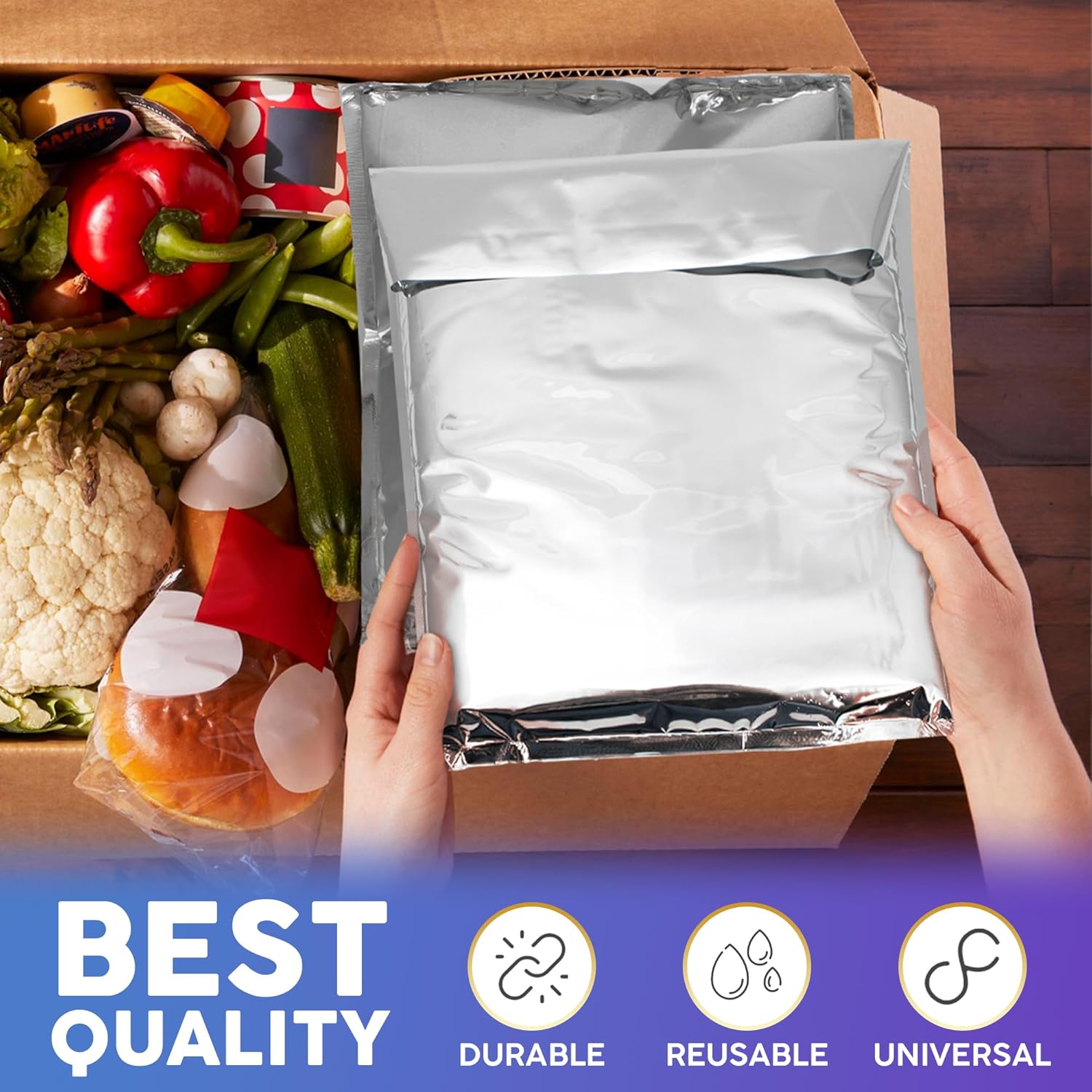 APQ Supply Needle-Punched Cotton Insulated Mailers, 10 x 10.5 Inches. 10 Pack Aluminium Insulated Thermal Mailers. Thermal Bags for Cold and Hot Food. Self-Adhesive Shipping Bags for Food, Cosmetics