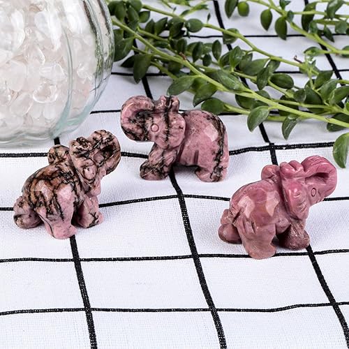 Vista 8 de Nupuyai Estatua de elefante de cristal curativo tallada a mano, escultura de escultura, manualidades, 1.5 pulgadas, opalita